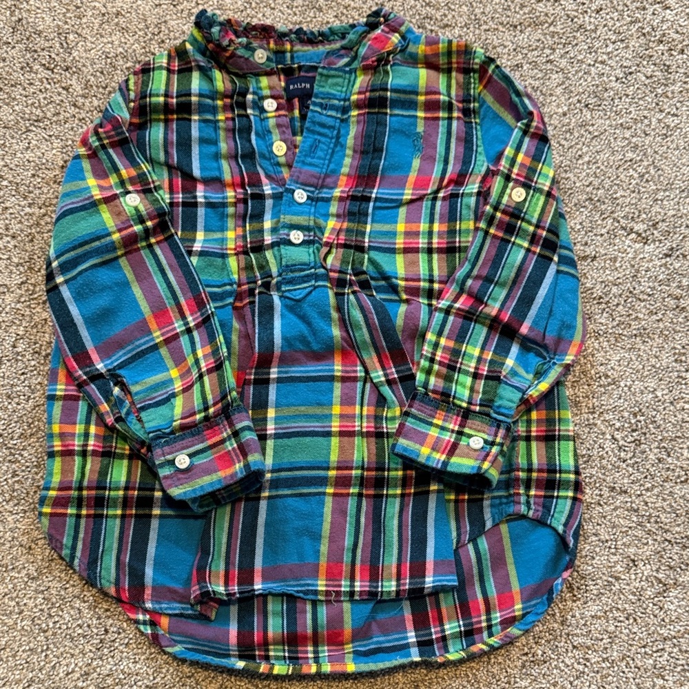 Ralph Lauren Girls long-sleeve plaid cotton shirt